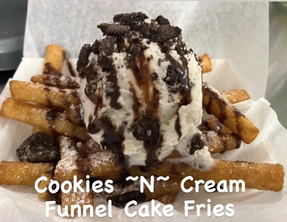 Funnel Cake Fries with Ice Cream